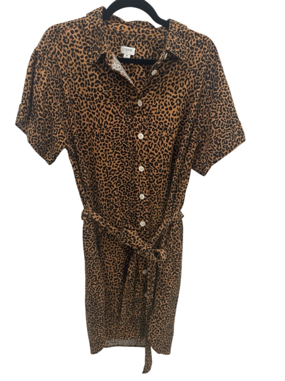 J. Crew Brown Leopard-Print Button-Front Midi Dress - Picture 3 of 7